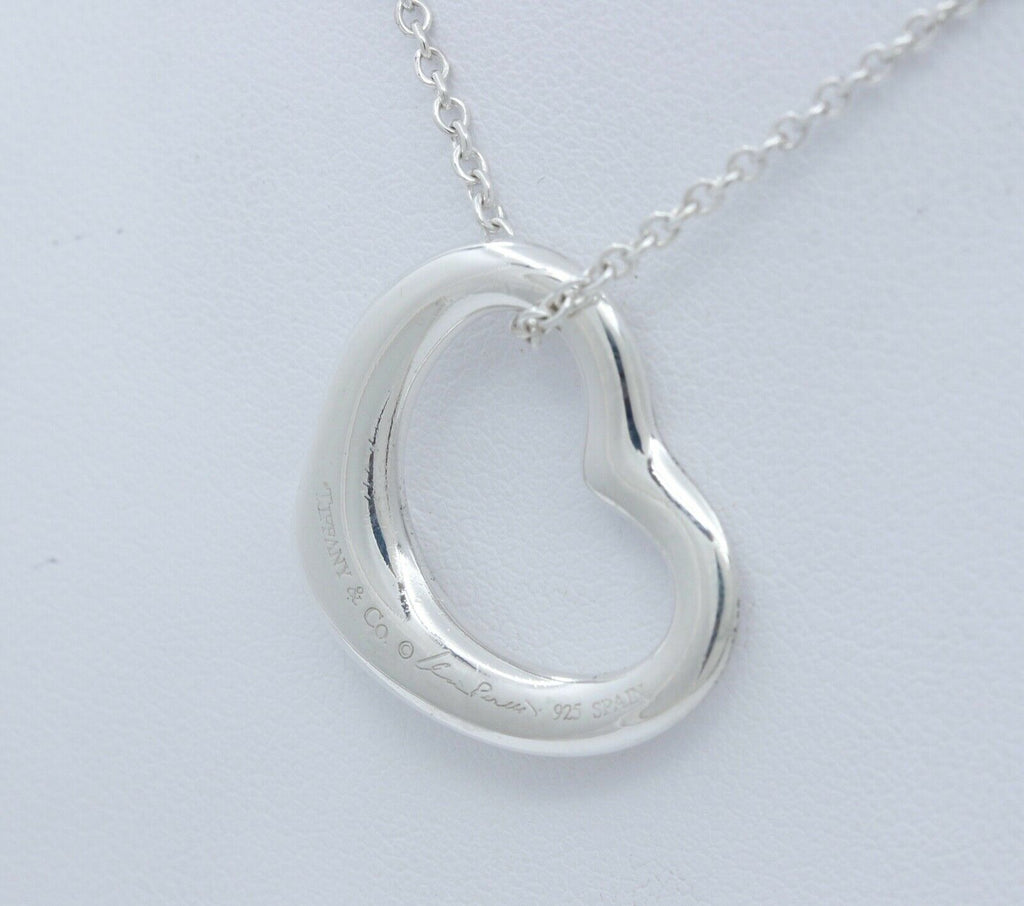 Tiffany and Co Elsa Peretti Spain 925 Floating Heart and Chain Pendant