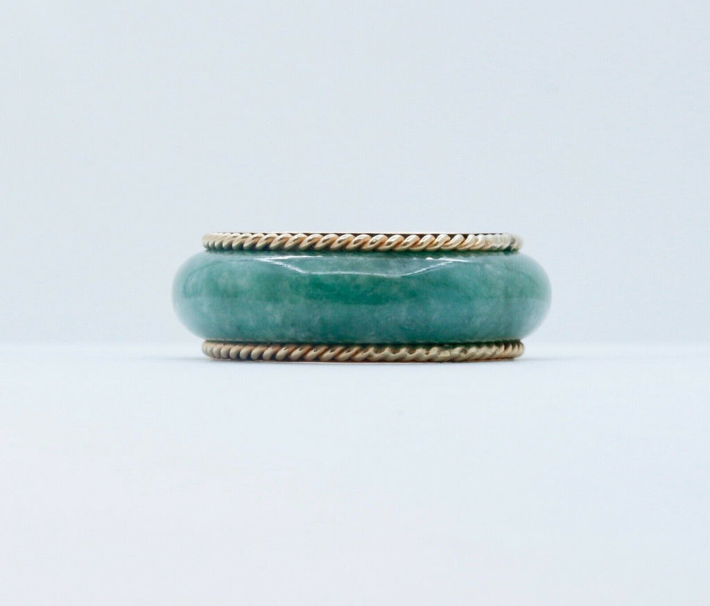 Vintage Jade 14K Yellow Gold Wedding Band Ring