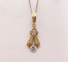 Load image into Gallery viewer, Art Deco 14K Yellow White Gold Diamond Pendant
