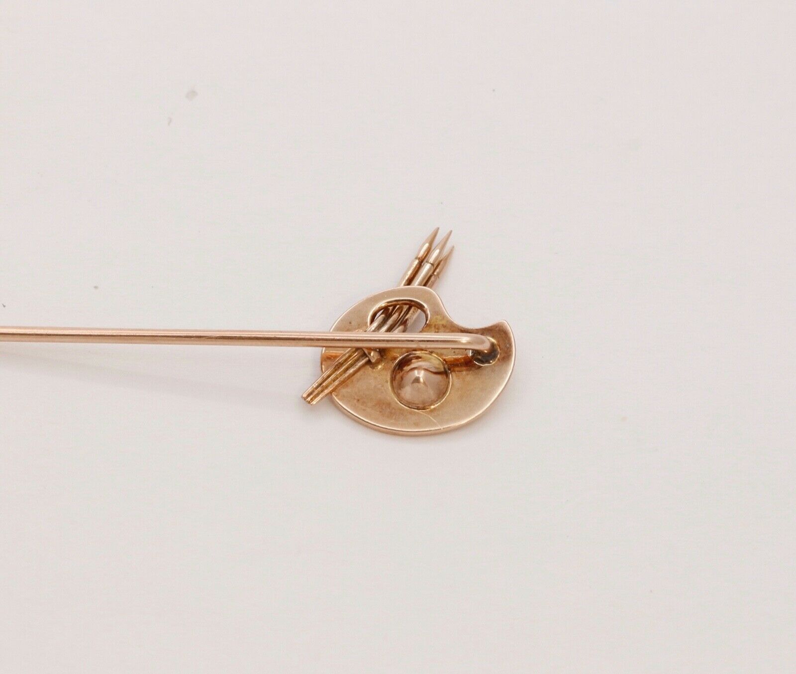 Vintage Paint Palette Blue Sapphire 14K Yellow Gold Stick Pin