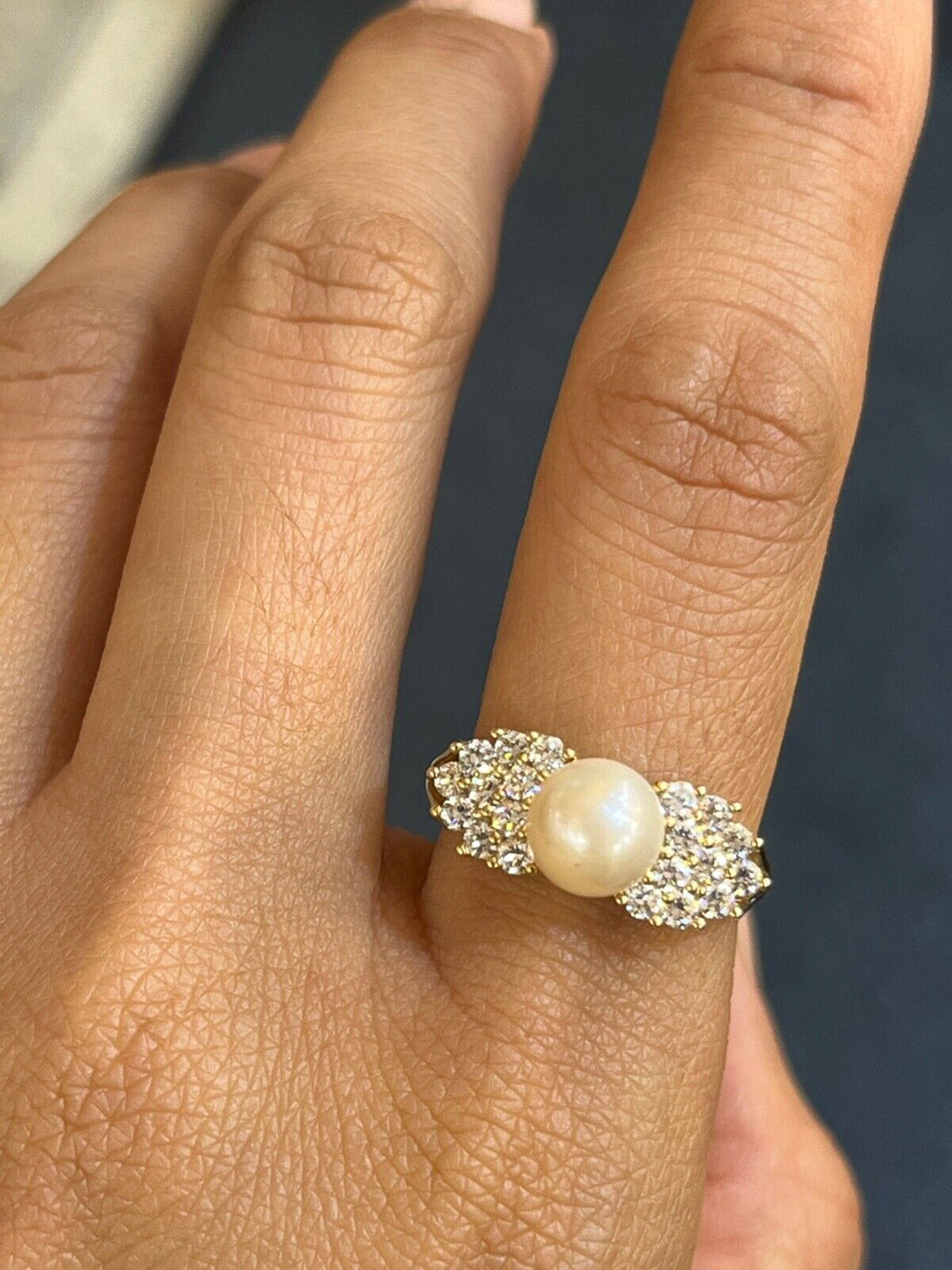 Vintage 10K Gold Pearl Cocktail Ring.