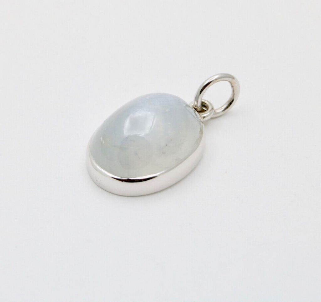 Vintage Cabochon Star Sapphire 14K White Gold Charm Pendant.