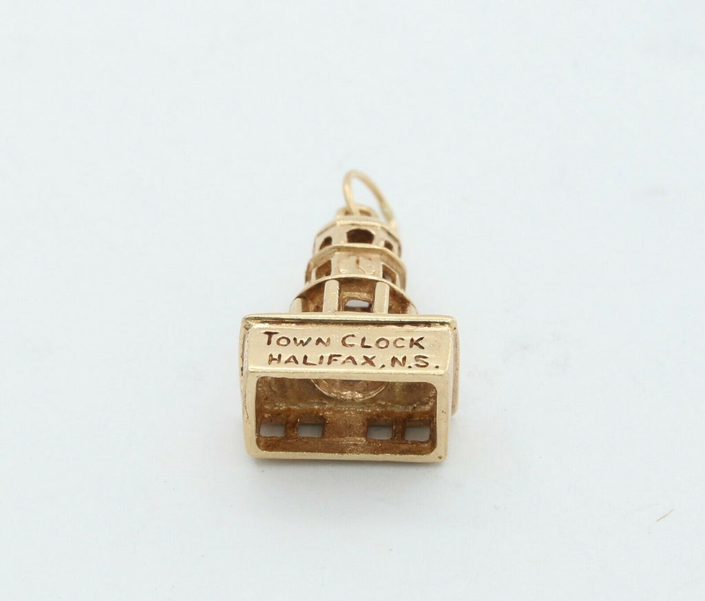 Vintage 10K Yellow Gold Town Clock Charm