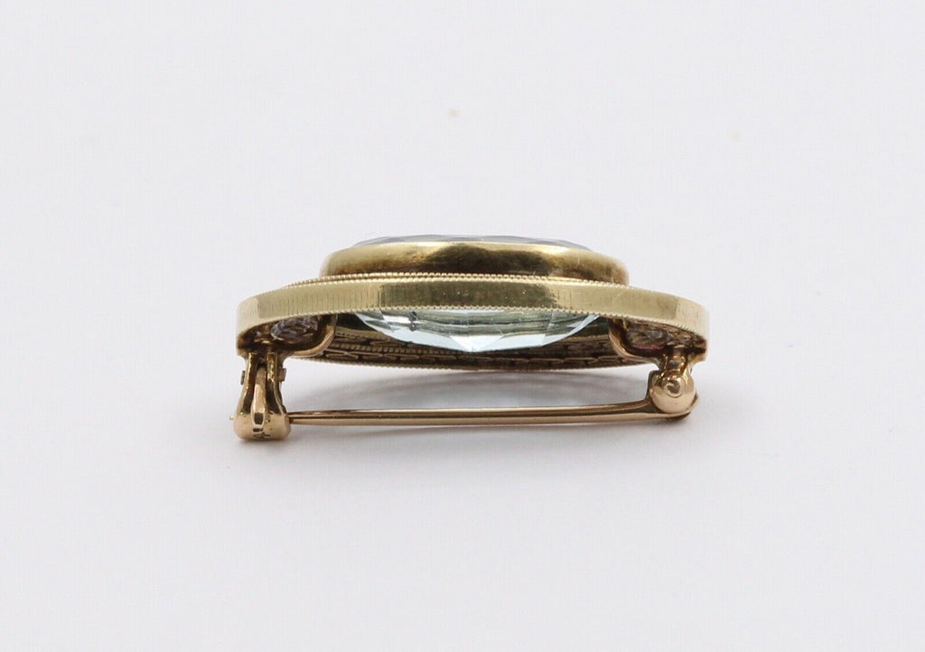Edwardian Natural Aquamarine Ladies Brooch Pin