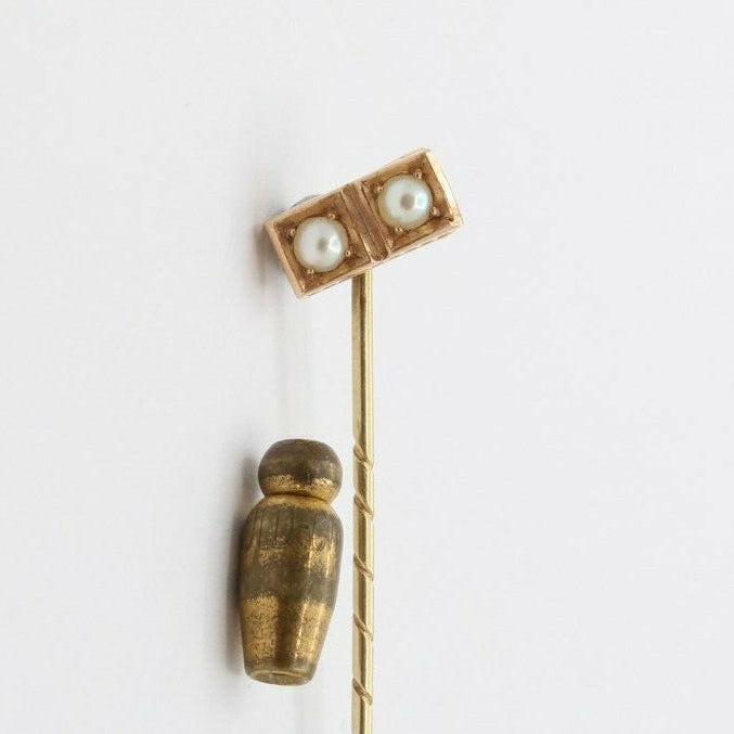Art Deco 14K Yellow Gold Pearl Stick Pin