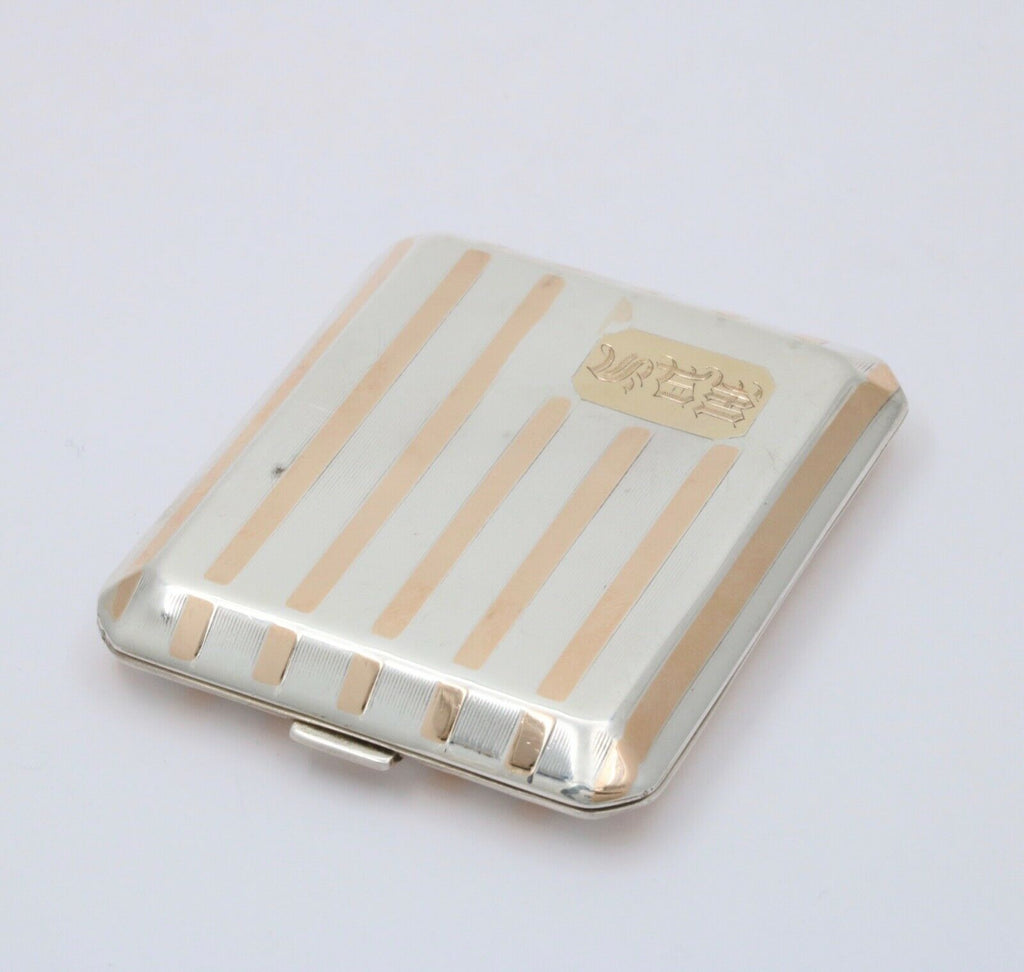 Vintage Tiffany & CO Sterling Silver & 14K Yellow Gold Powder Compact Case.