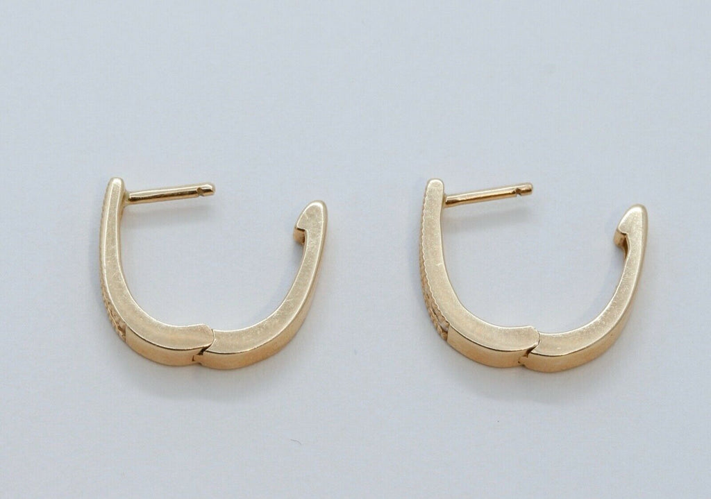 Vintage Diamonds 14K Yellow Gold Huggie Milgrain Earrings