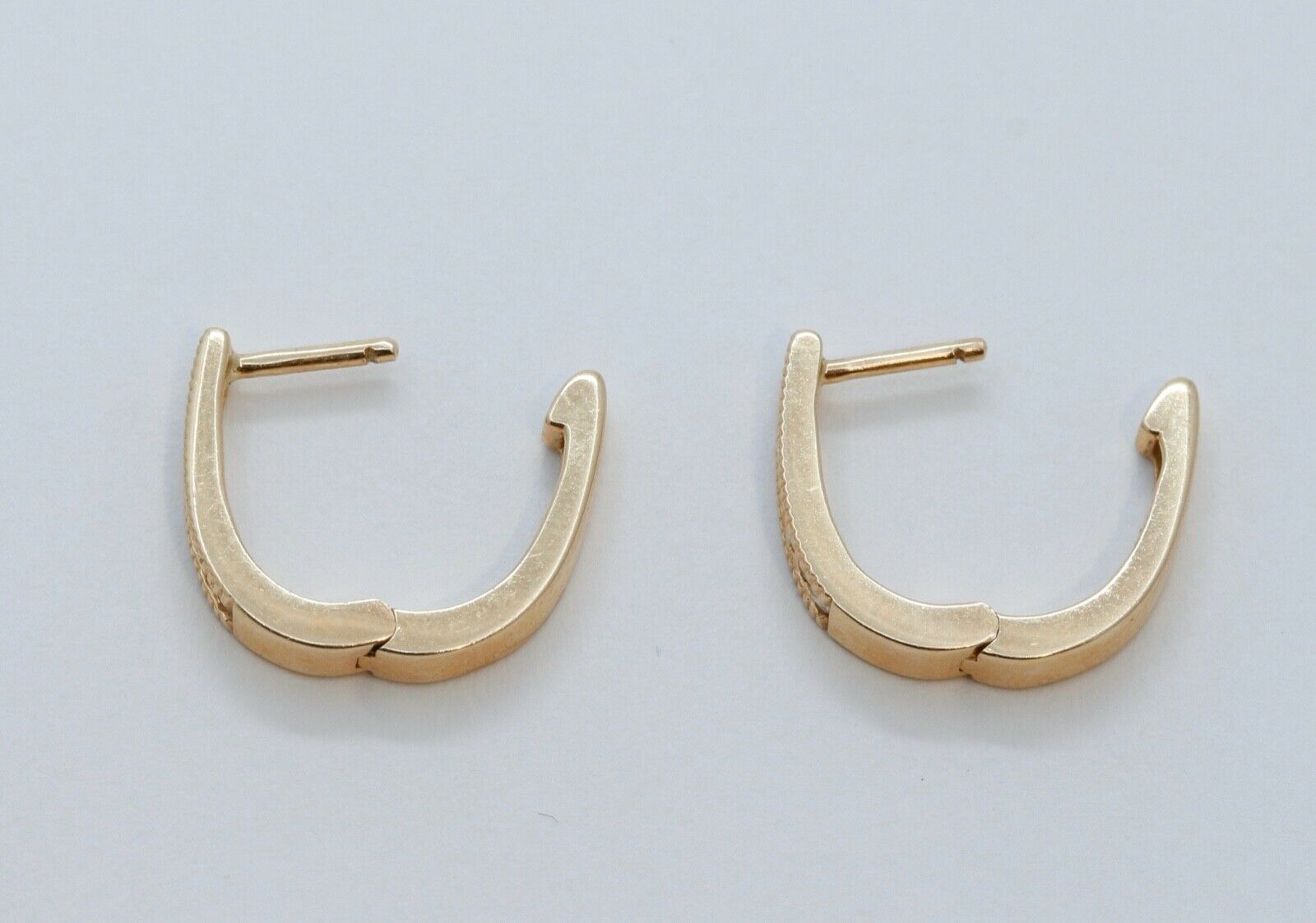 Vintage Diamonds 14K Yellow Gold Huggie Milgrain Earrings