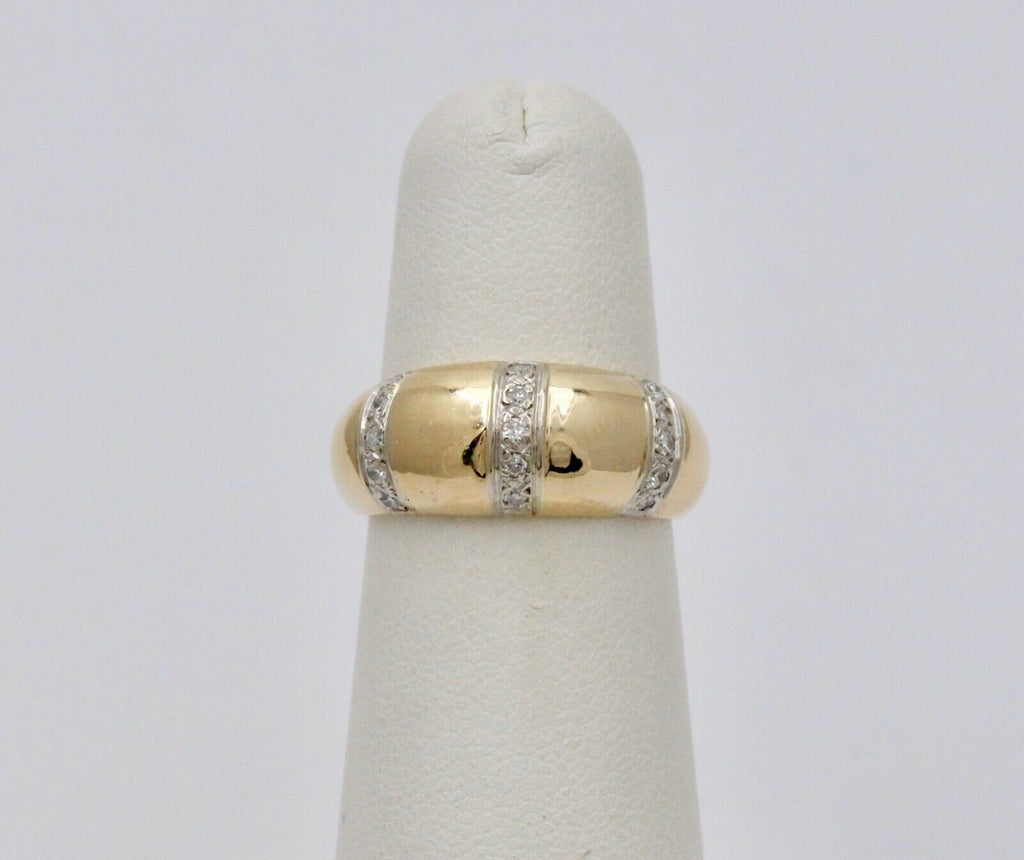 Vintage Diamond Yellow White Gold Dome Ring
