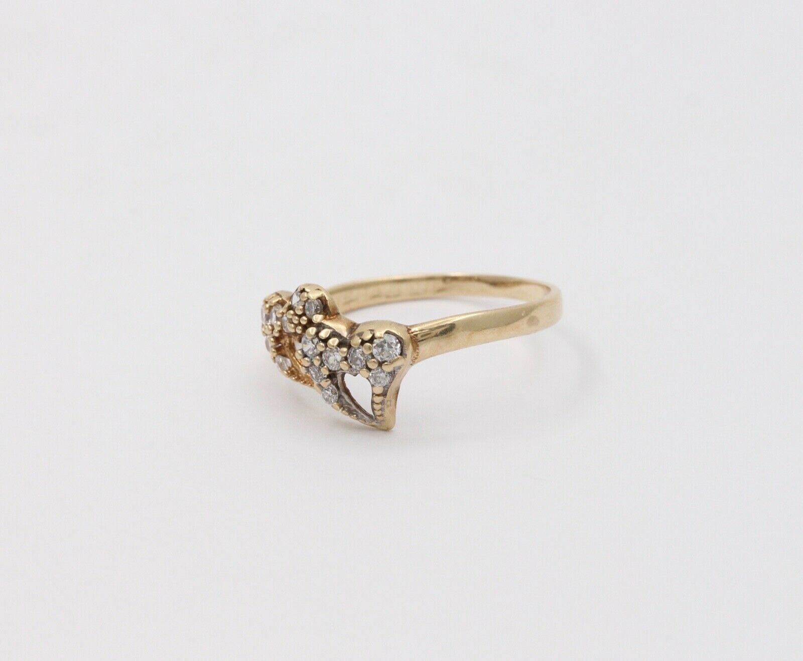 Vintage Witches Hearts Diamonds 10K Yellow Gold Ring