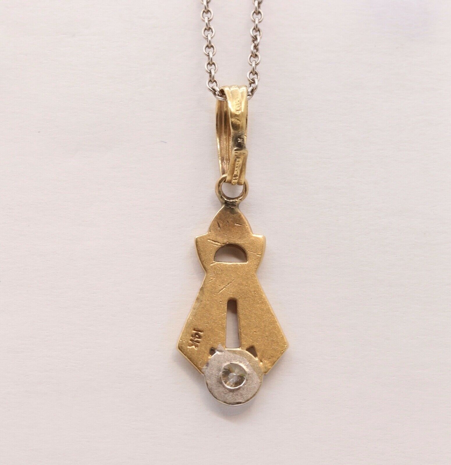 Art Deco 14K Yellow White Gold Diamond Pendant