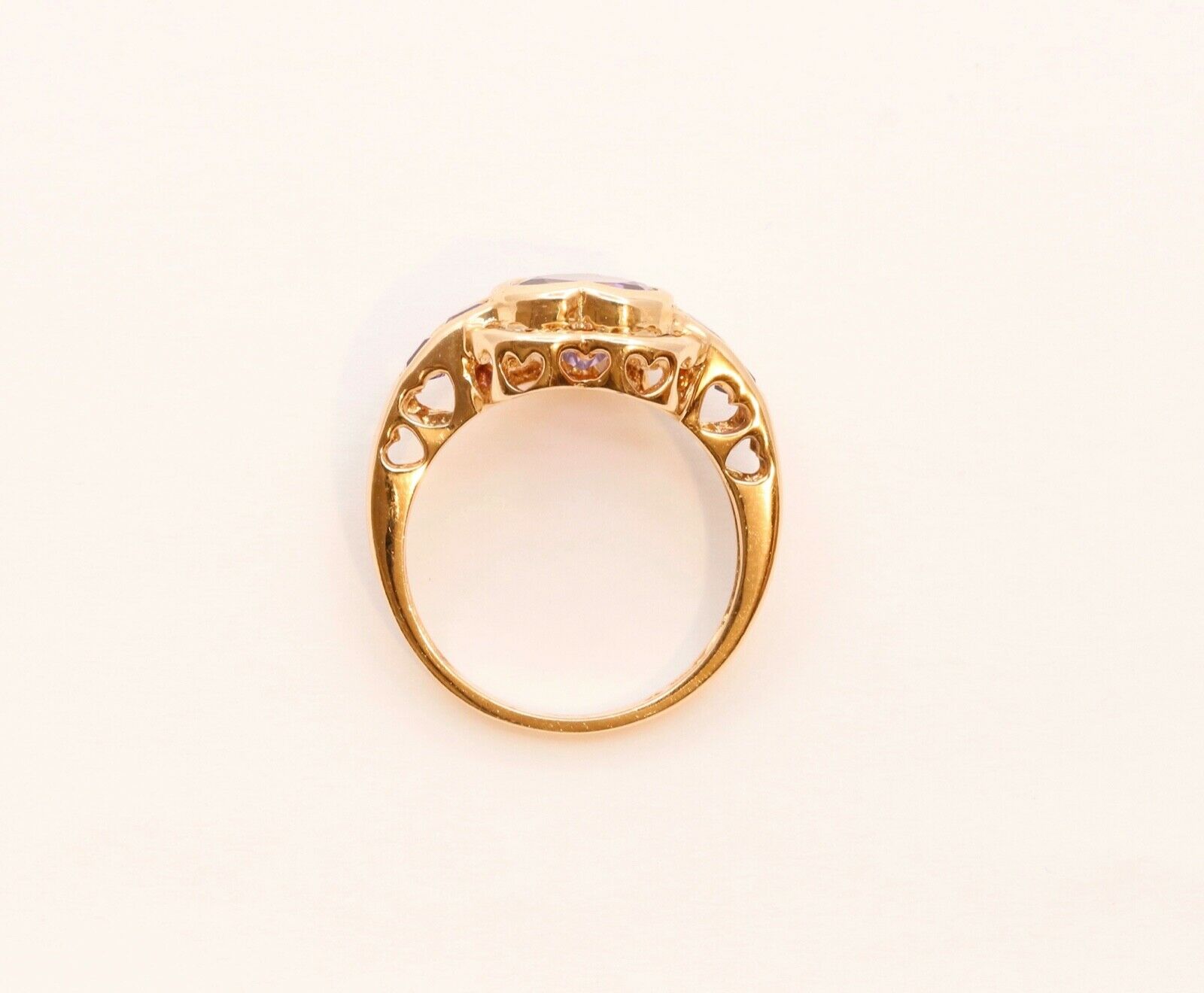 Heart Amethyst Diamonds 14K Yellow Gold Ring