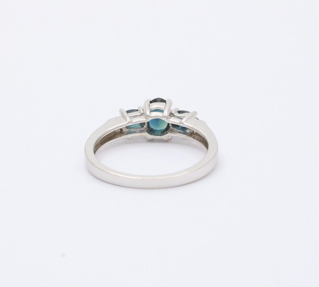 Vintage 14K White Gold Sapphire And Diamond Ring, Engagement Ring.