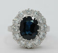 Vintage 14K White Gold Sapphire And  Diamond Halo Ring