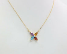 Load image into Gallery viewer, Vintage 14K Yellow Gold Four Leaf Flower Multi Stone Diamond Pendant
