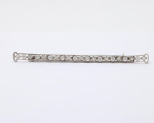 Load image into Gallery viewer, Vintage Platinum Diamond 3.5 Inches Wide Large Bar Pin, Estate Jewelry
