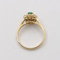 Vintage Cluster Emerald Diamonds 18K Yellow Gold Ring