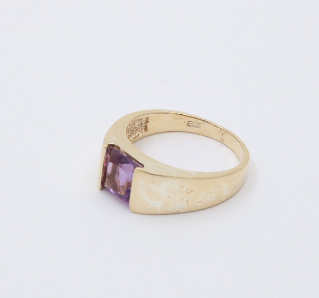 Vintage 14K Yellow Gold Amethyst Tank Ring, Ring Band