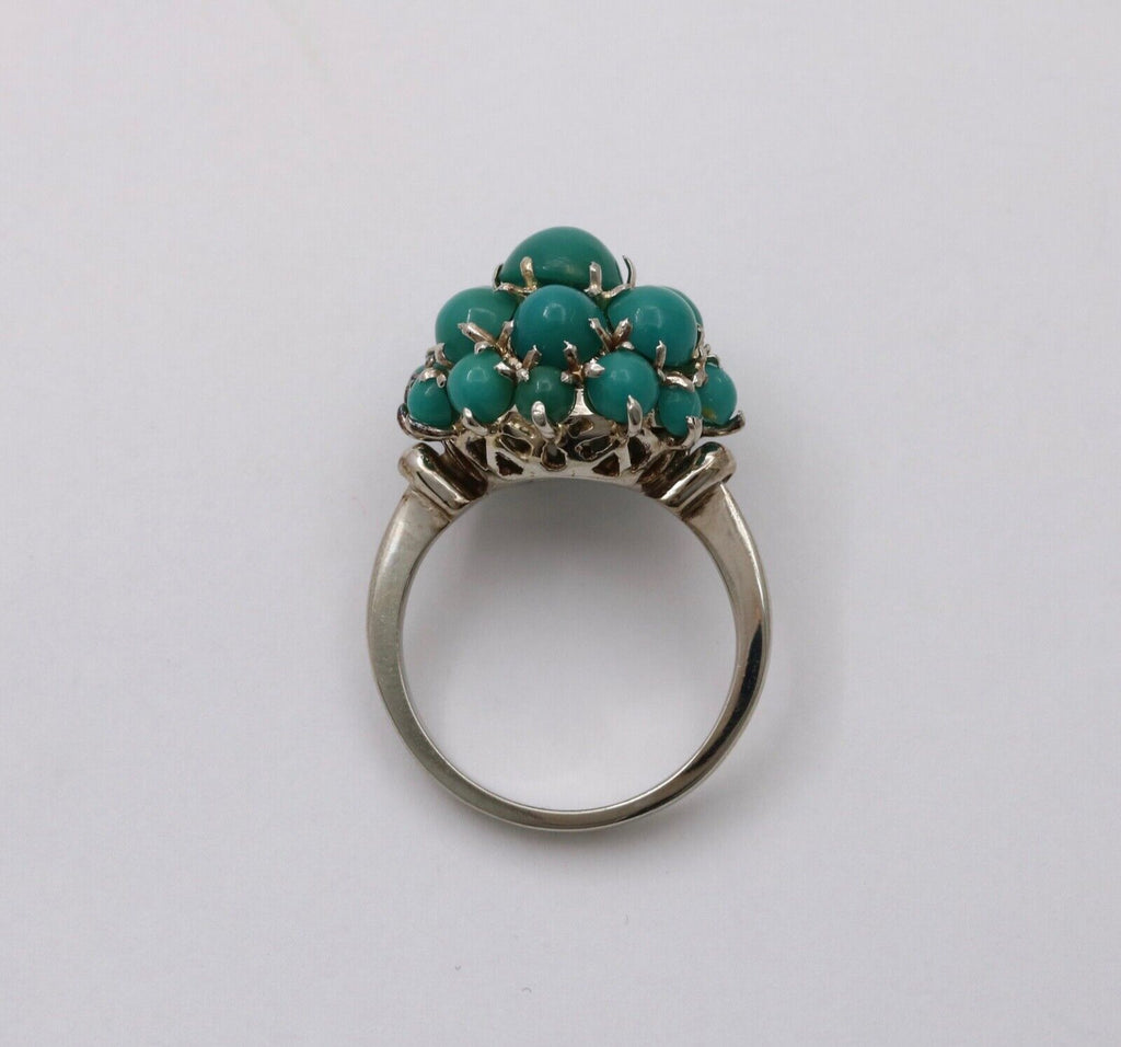 Vintage 18K Gold Dome Cluster Turquoise Ring