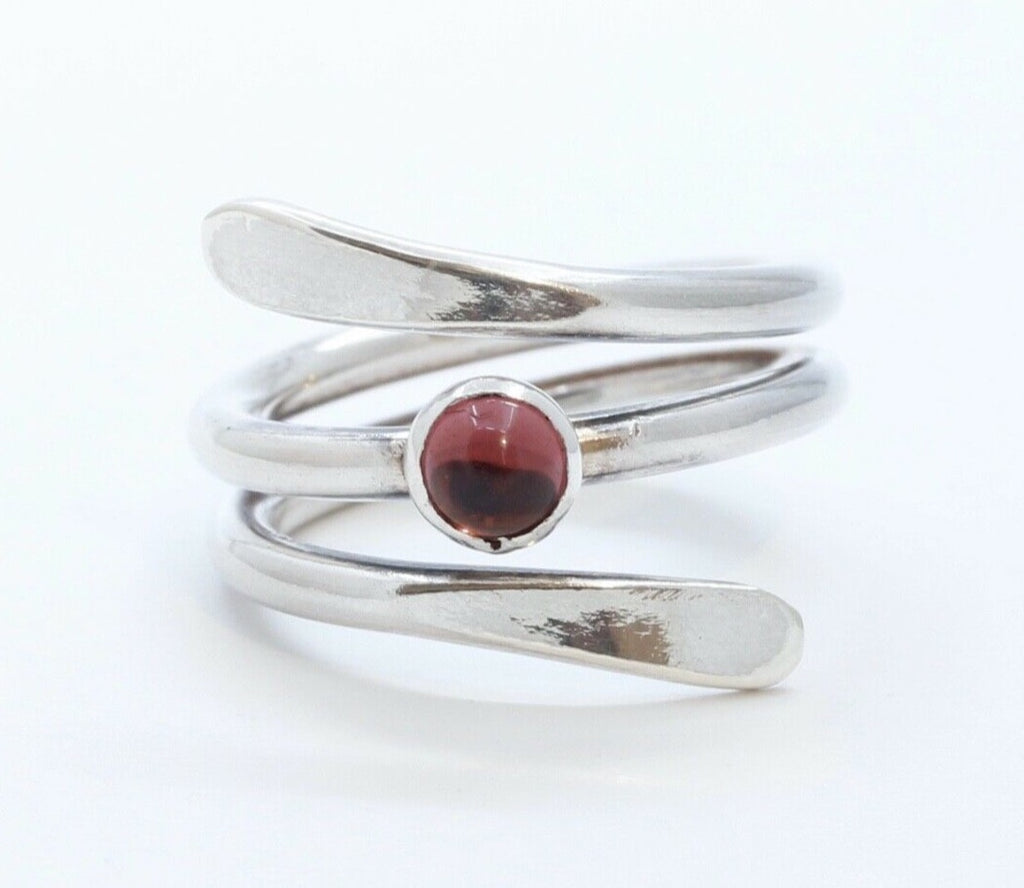 Beautiful Vintage Tourmaline Sterling Silver Coil Ring