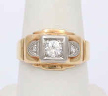 Load image into Gallery viewer, Vintage 14K Two Tone Gold Diamond Ring Band. Unisex Ring.
