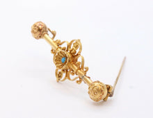 Load image into Gallery viewer, Victorian 14K Yellow Gold Turquoise Bar Pin Brooch
