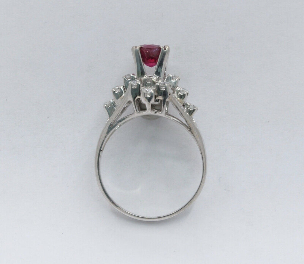 Vintage Ladies Ruby Diamonds 925 Silver Ring