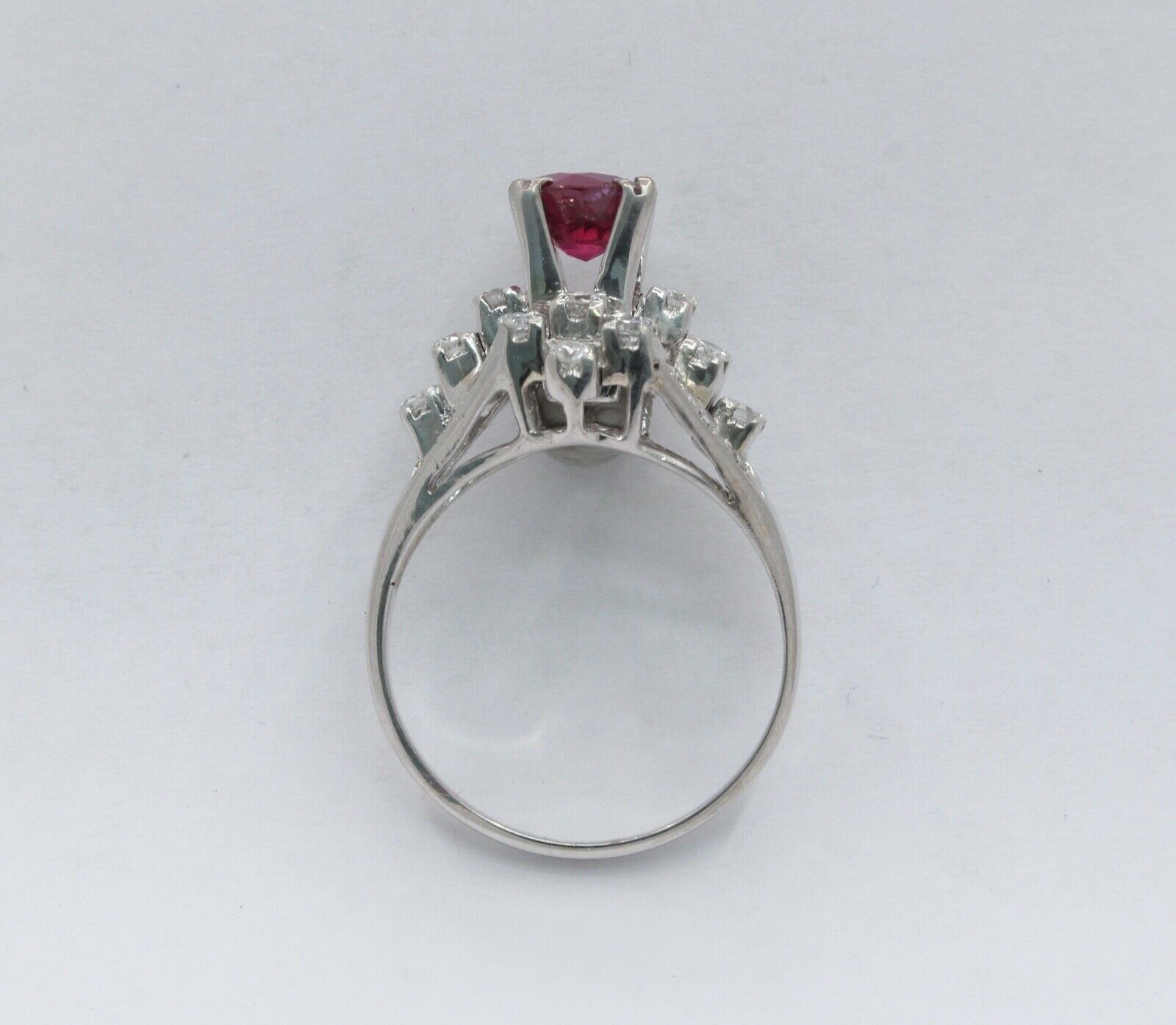Vintage Ladies Ruby Diamonds 925 Silver Ring