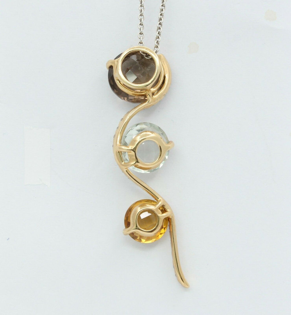 Vintage 14k Yellow Gold Diamond Multi Stone Pendant