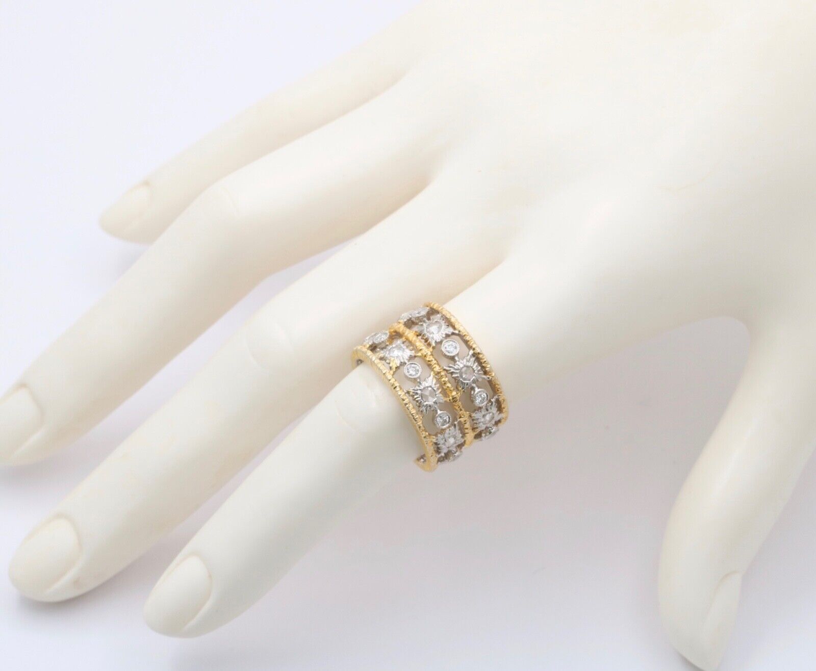 Vintage Ultra Wide Diamonds 18K YG Ring