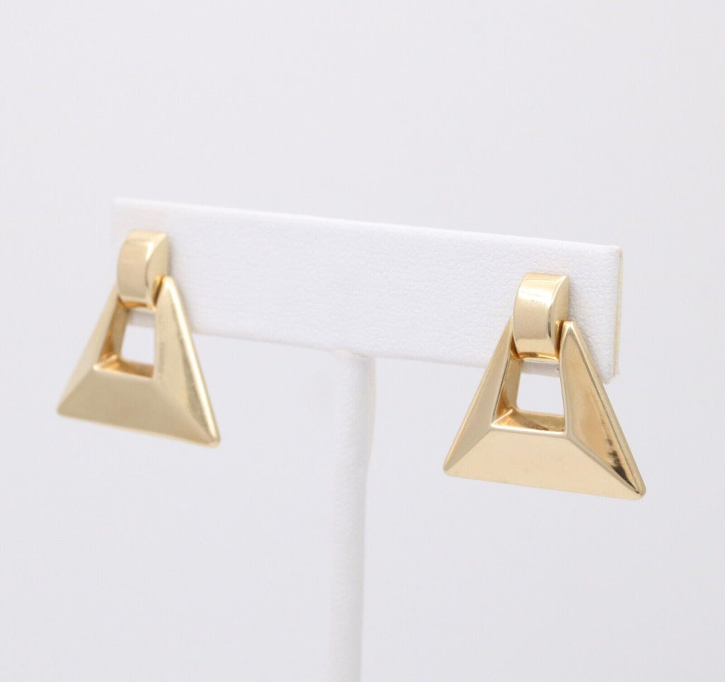 Vintage 14K Yellow Gold Geometric Dangling Earrings.