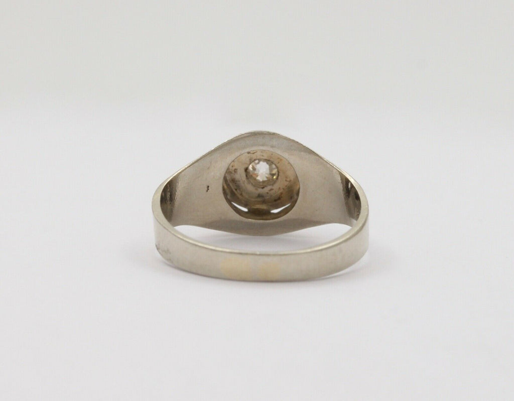 Art Deco Diamond 18K White Gold Ring Band, Engagement Ring