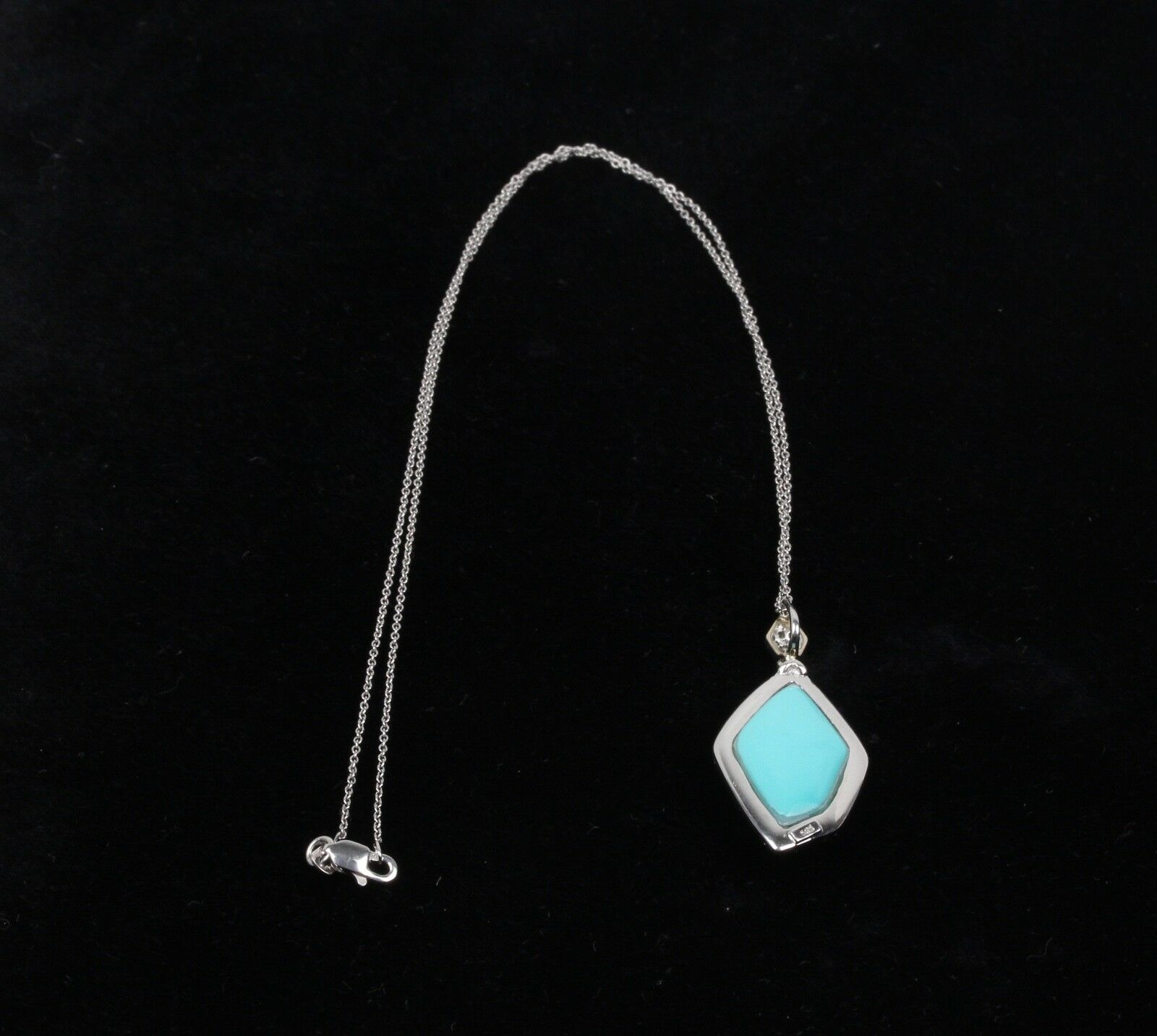Vintage 14K White Gold Blue Labradorite Pendant Necklace.
