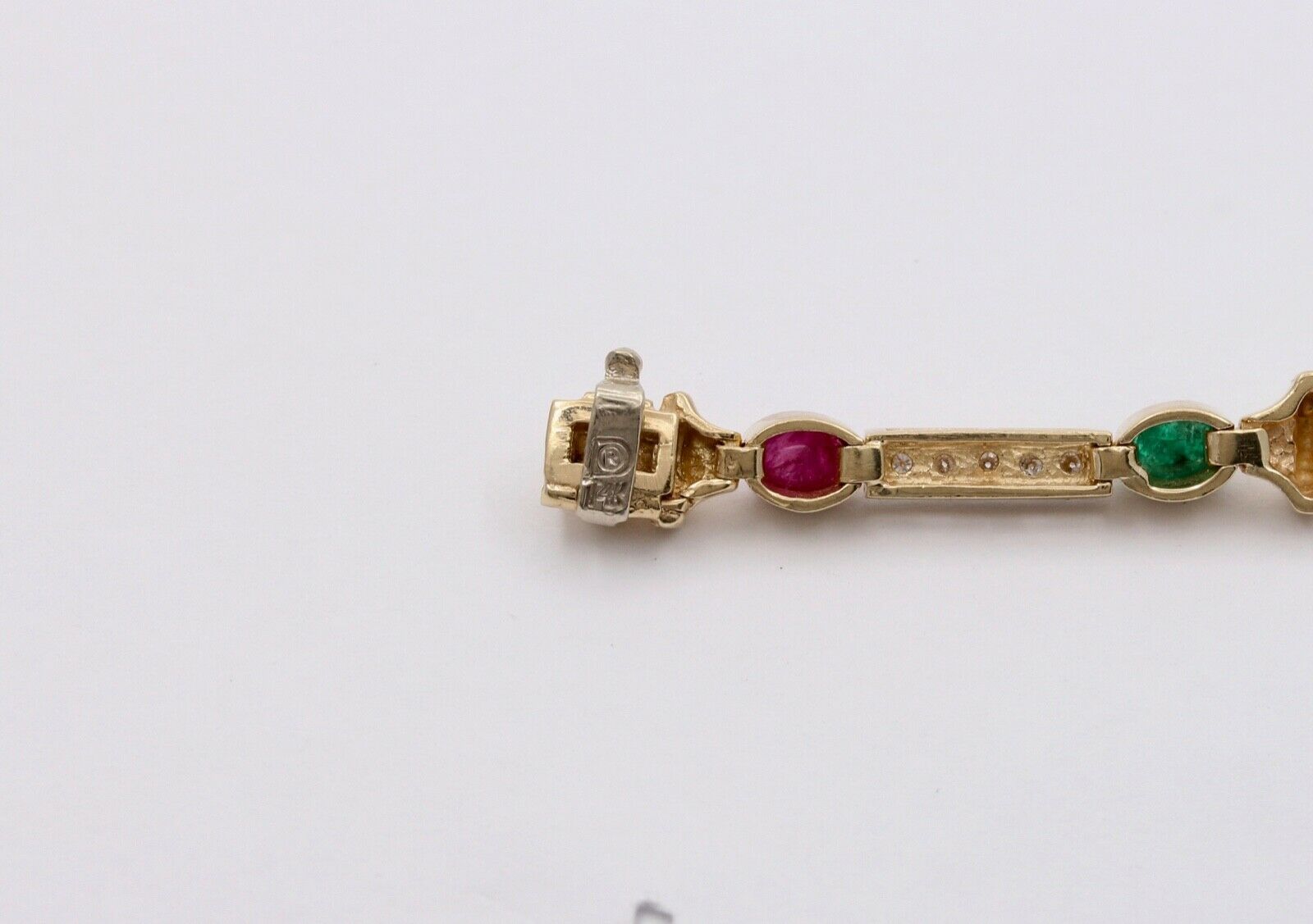 Vintage Unique Multi Stone 14k Yellow Gold Bracelet