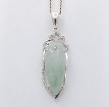 Load image into Gallery viewer, Vintage 18K White Gold Longevity Peach Jade Pendant
