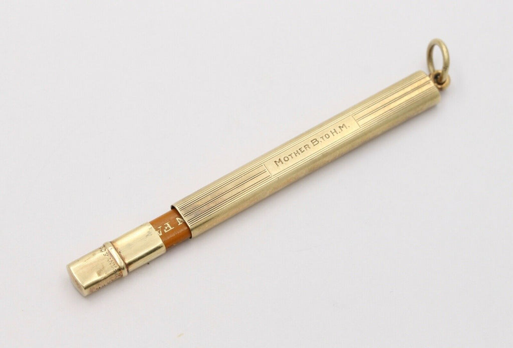 Vintage Tiffany & Co 14K Yellow Gold Pencil Case Pendant Necklace, Charm