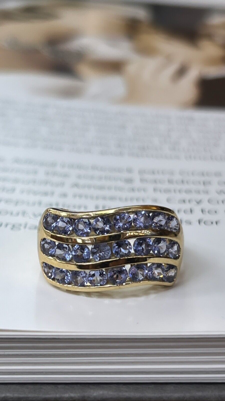 Vintage lavender Tanzanite Three layer Architecture Ring.