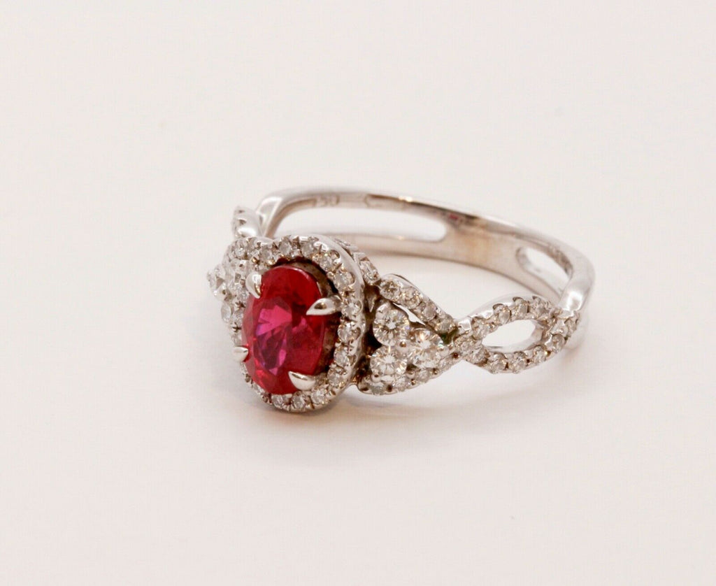 Elegant Crossover Ruby Diamonds Engagement Ring
