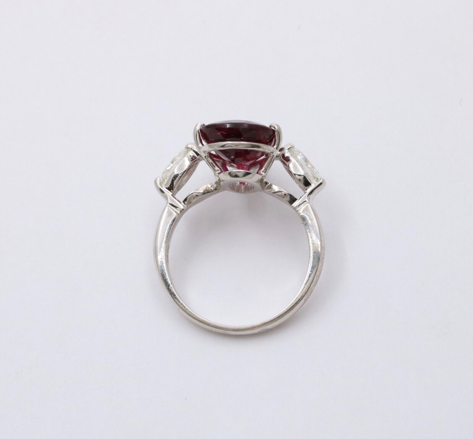 Gorgeous 18K White Gold Rubellite Tourmaline and Diamond Ring