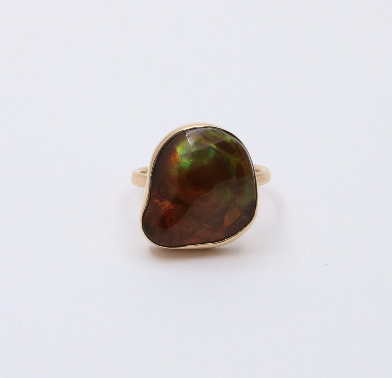 Vintage Fire Agate 14K Yellow Gold Bezel Setting RIng