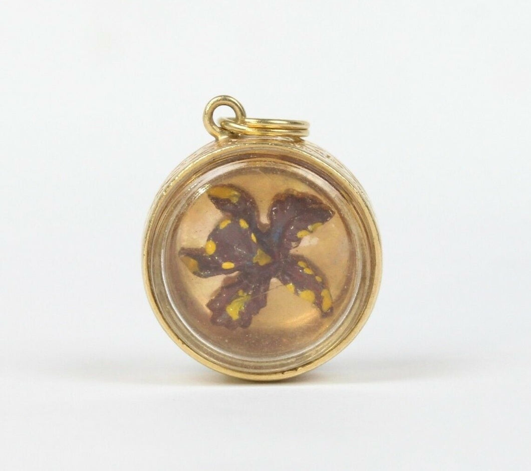 Vintage 14K Yellow Gold Encased Flower Pendant