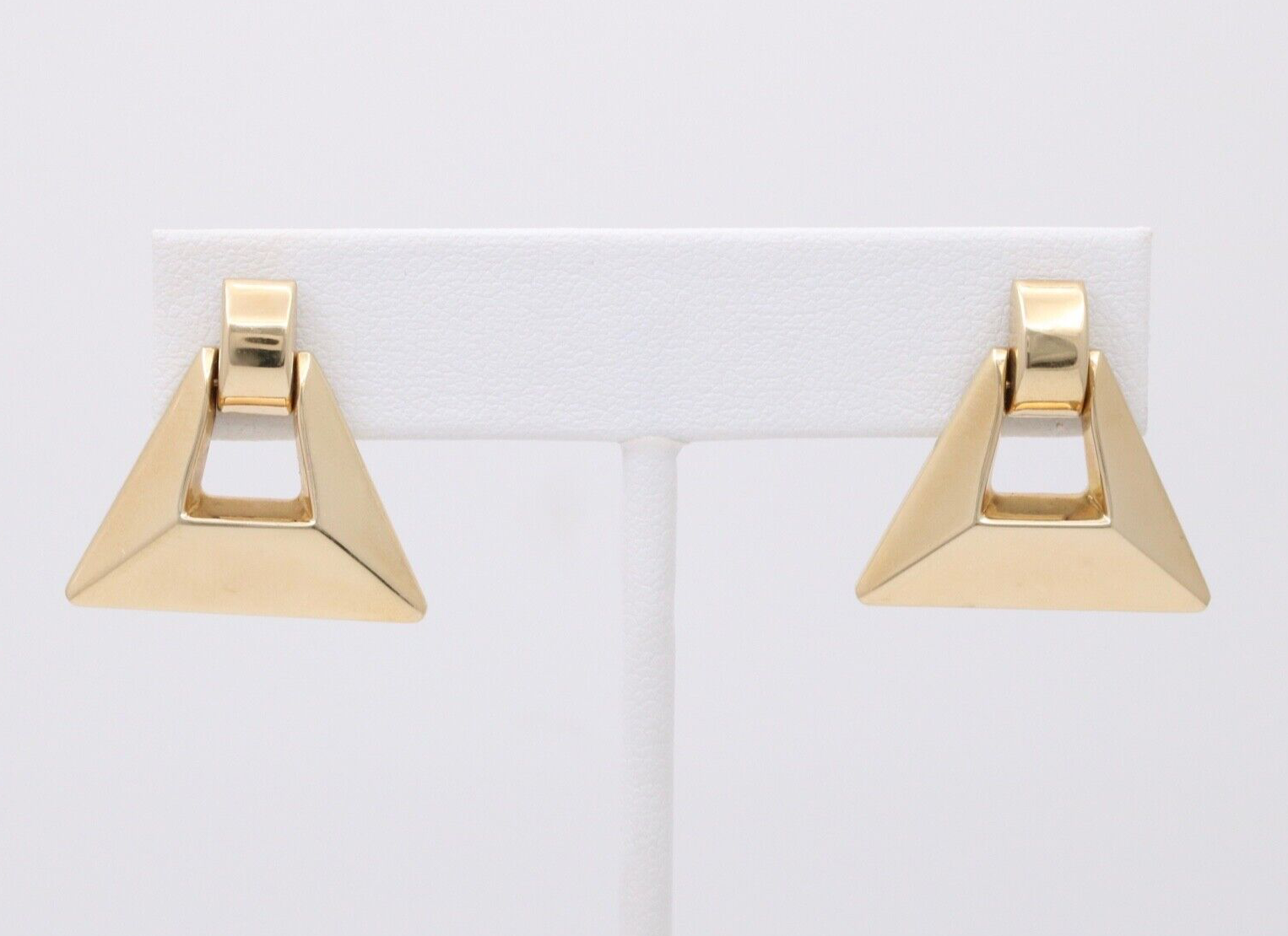 Vintage 14K Yellow Gold Geometric Dangling Earrings.