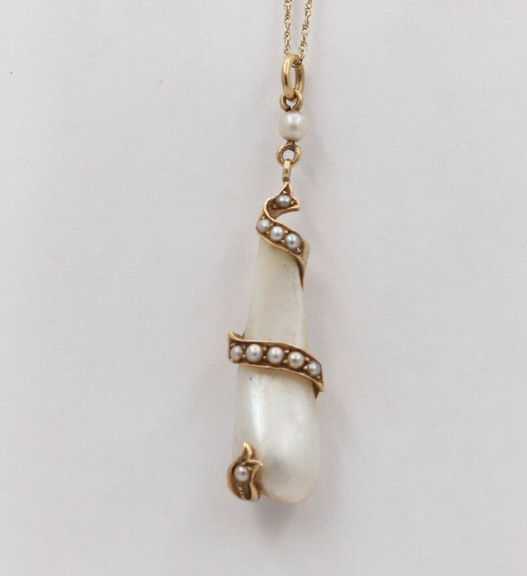 Victorian Snake Around Natural Pearl Pendant