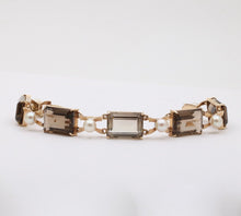 Load image into Gallery viewer, Vintage 14K Yellow Gold Smoky Topaz &amp; Pearl Bracelet
