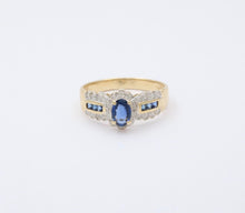 Load image into Gallery viewer, Vintage 14KYellow Gold Sapphire and Diamond Ring, Engagement Ring
