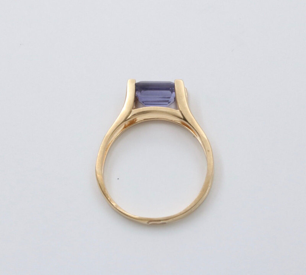 Vintage Purple Stone Diamonds 14K Yellow Gold Ring