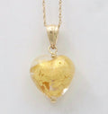 Vintage 14K Yellow Gold Murano Venetian Glass Heart Charm Pendant.