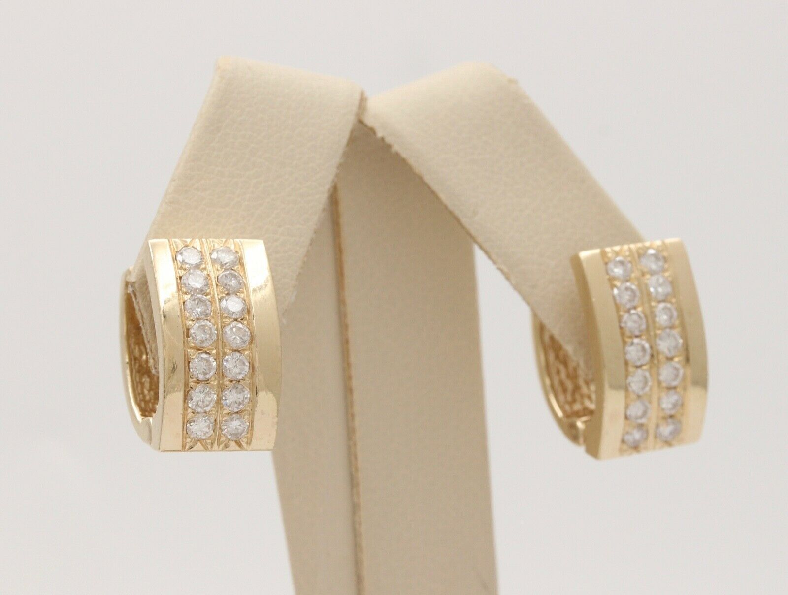 Vintage 14K Yellow Gold Diamond Huggie Earring, Estate Earrings