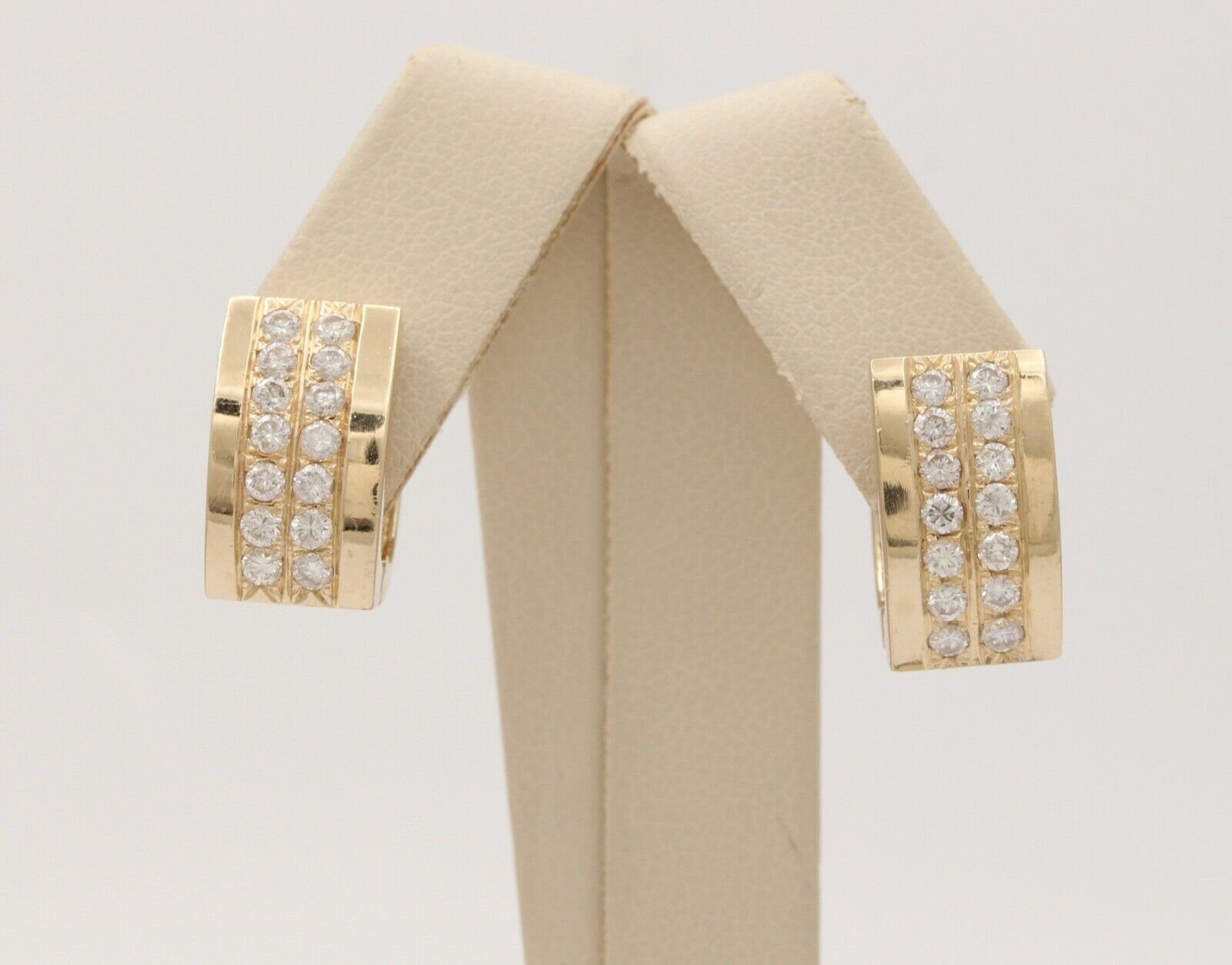 Vintage 14K Yellow Gold Diamond Huggie Earring, Estate Earrings
