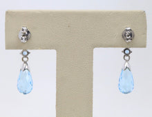 Load image into Gallery viewer, 14K White Gold Briolette Blue Topaz  Earrings
